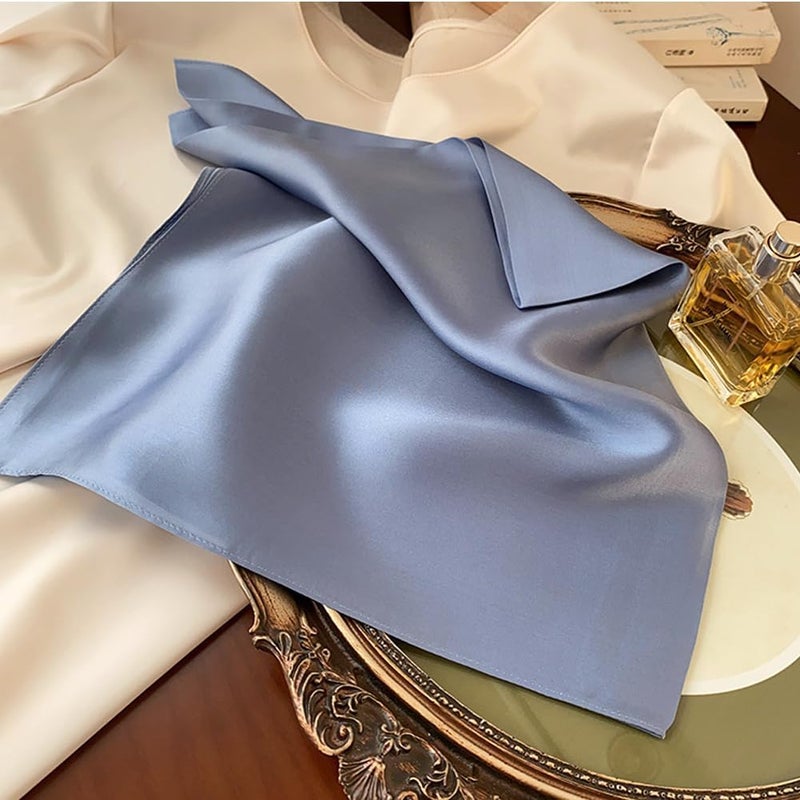 Chung Women's Square Satin Scarf 27.5" Bandanas Solid 50s Retro Neck Scarves Emulation Silk Handbag Hair Ribbons Necktie - Image 5